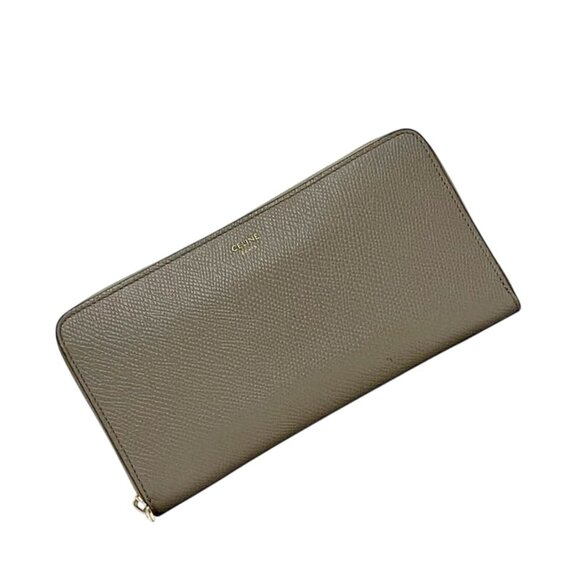 Celine Round Zipper Long Wallet Large Zip Wallet Gray